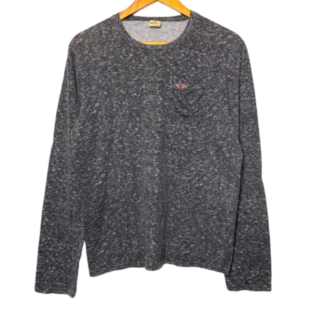 Hollister Gray Chambray Long Sleeved Tee Medium